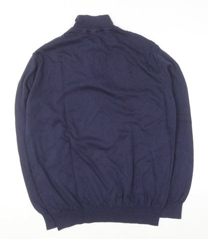 Mens UK Size XL Fox & Crop Blue 1/2 Zip Jumper