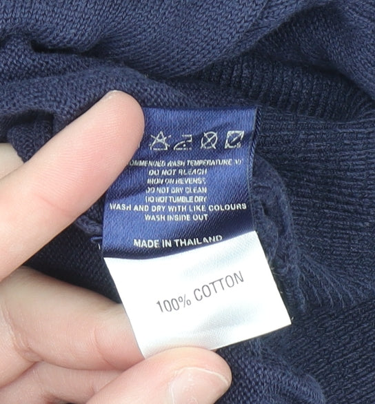 Mens UK Size XL Fox & Crop Blue 1/2 Zip Jumper