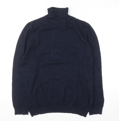 Mens UK Size L Pull & Bear Blue Pullover Jumper