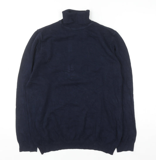 Mens UK Size L Pull & Bear Blue Pullover Jumper