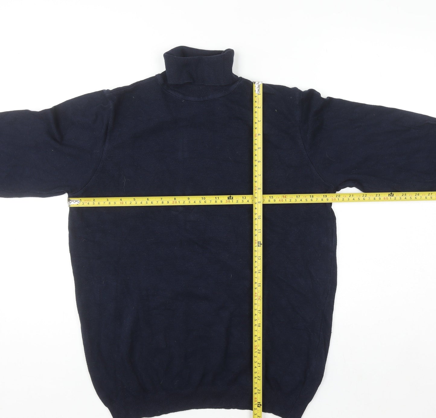 Mens UK Size L Pull & Bear Blue Pullover Jumper