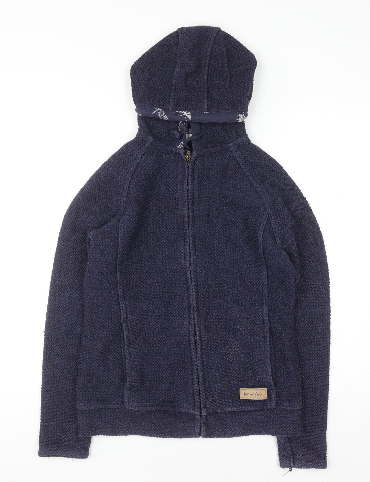 Womens UK Size 8 Weird Fish Blue Full Zip Hoodie