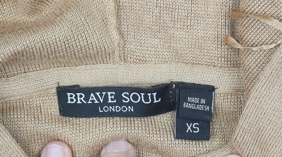 Womens UK Size XS Brave Soul Beige Pullover Hoodie