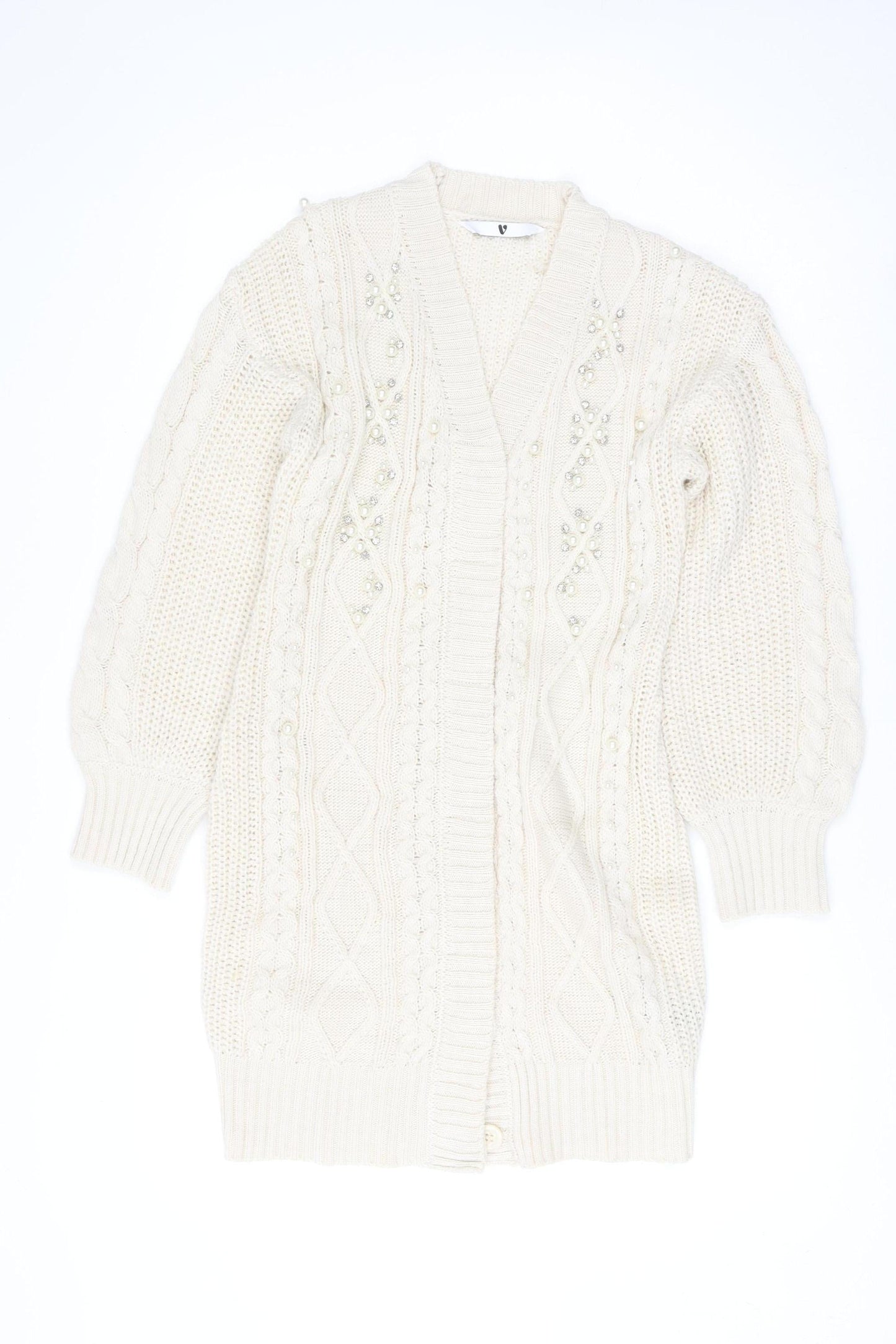 Womens UK Size 10 Very Ivory Cardigan Jumper