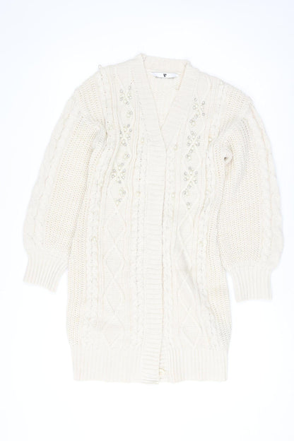 Womens UK Size 10 Very Ivory Cardigan Jumper