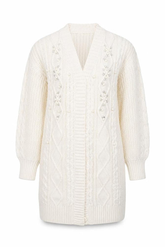 Womens UK Size 10 Very Ivory Cardigan Jumper