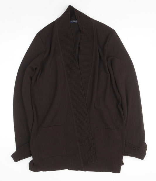 Marina Rinaldi Men Brown Wool Acrylic Knit Open Cardigan M