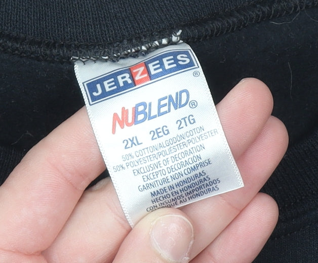 Mens UK Size 2XL JERZEES Black Pullover Sweatshirt