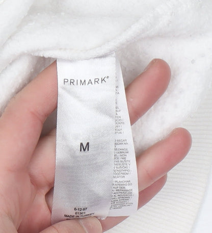 Mens UK Size M Primark White Pullover Hoodie