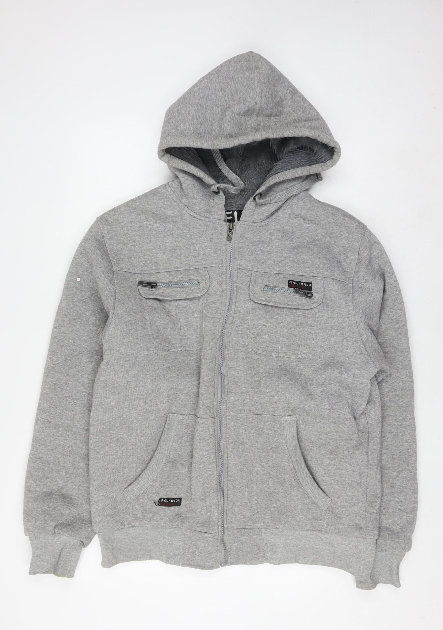Mens UK Size L Fly Guy Grey WalkingGym & TrainingRunning & Jogging Jacket