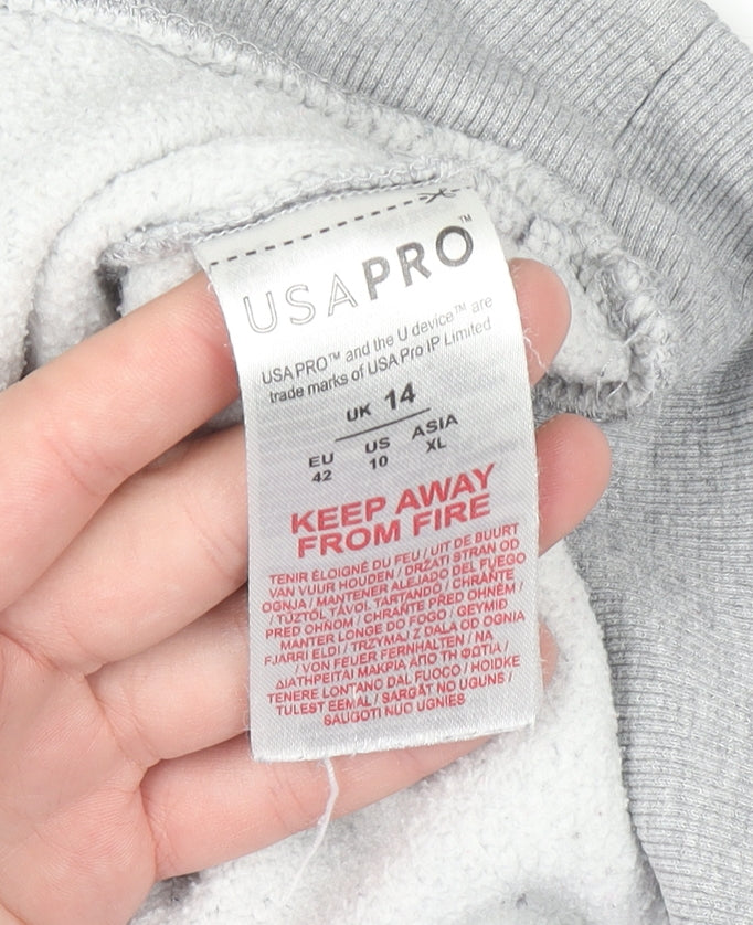Womens UK Size 14 USA Pro Grey Pullover Hoodie