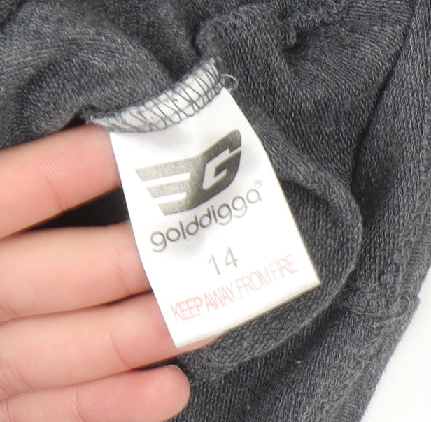 Womens UK Size 14 Golddigga Grey Pullover Hoodie