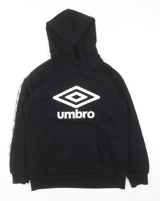 Boys UK Size 7-8 Years Umbro Black Pullover Hoodie