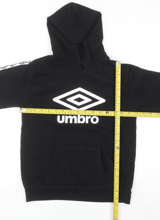 Boys UK Size 7-8 Years Umbro Black Pullover Hoodie