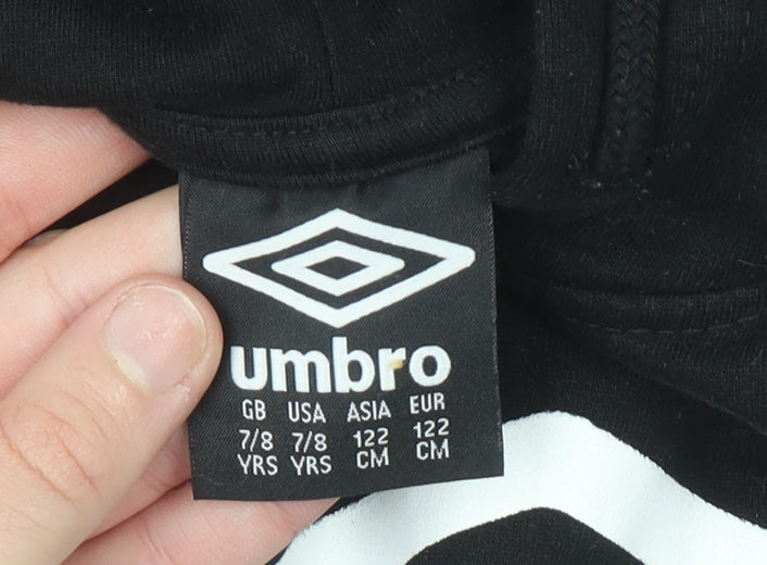 Boys UK Size 7-8 Years Umbro Black Pullover Hoodie