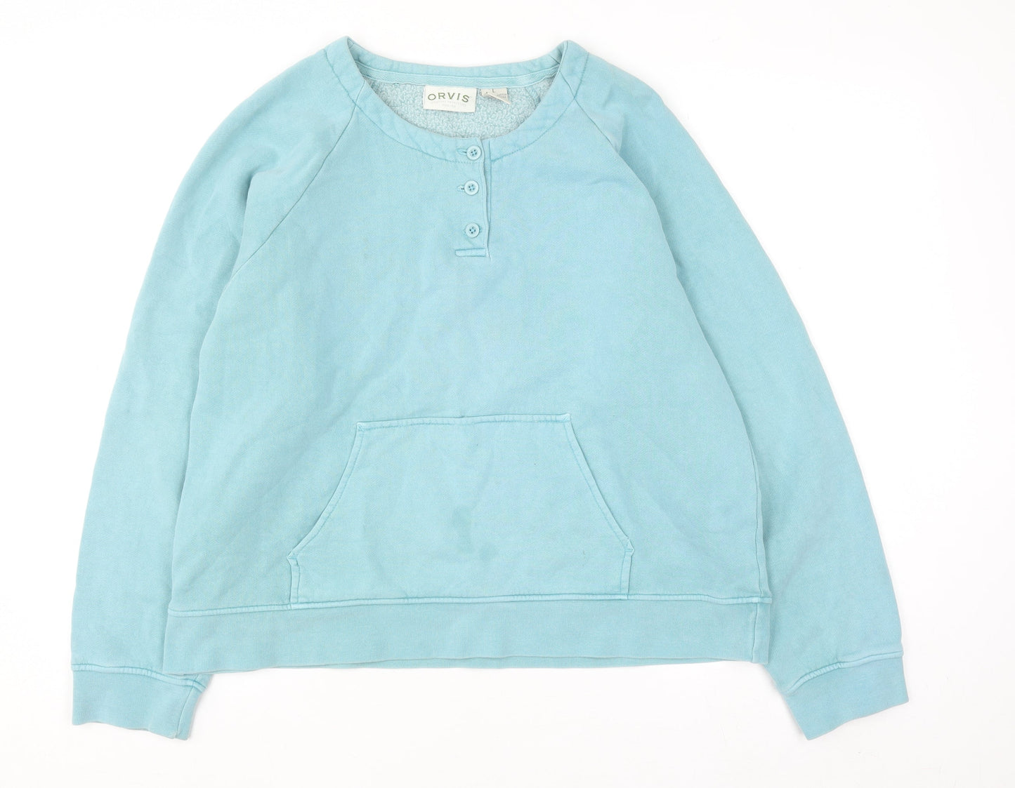 Mens UK Size L Orvis Blue Henley Sweatshirt