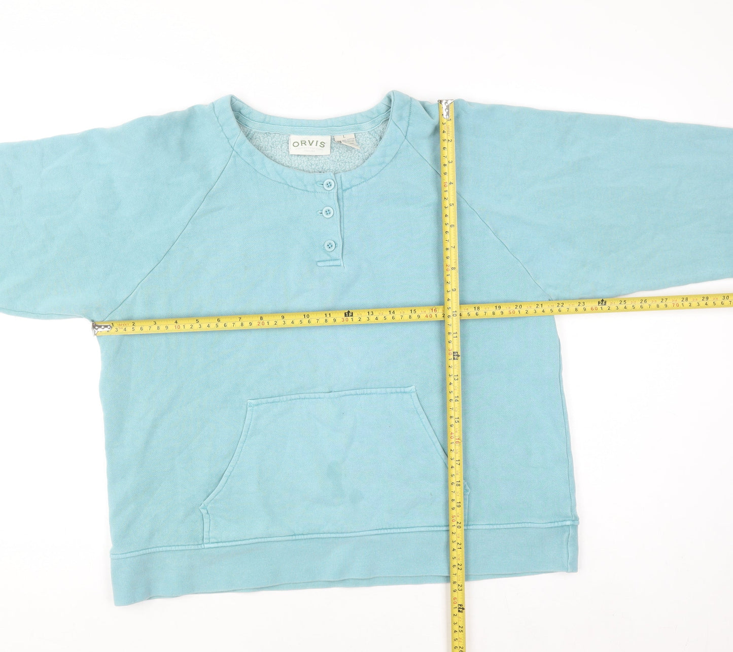 Mens UK Size L Orvis Blue Henley Sweatshirt