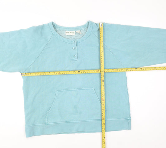 Mens UK Size L Orvis Blue Henley Sweatshirt