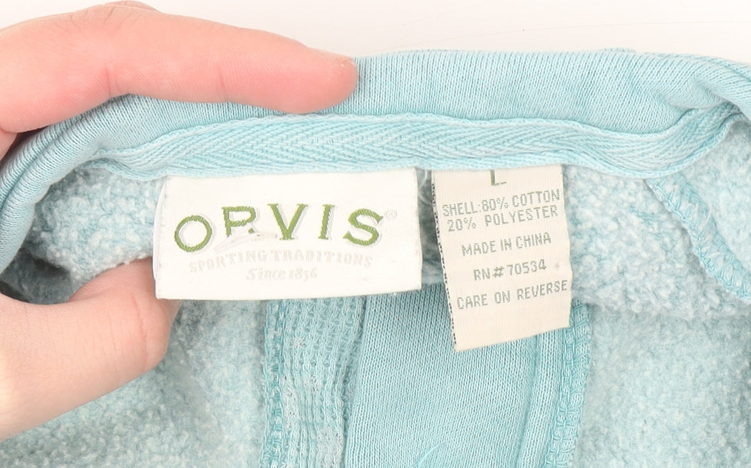 Mens UK Size L Orvis Blue Henley Sweatshirt