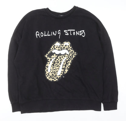 Womens UK Size 12 The Rolling Stones Black Pullover Sweatshirt