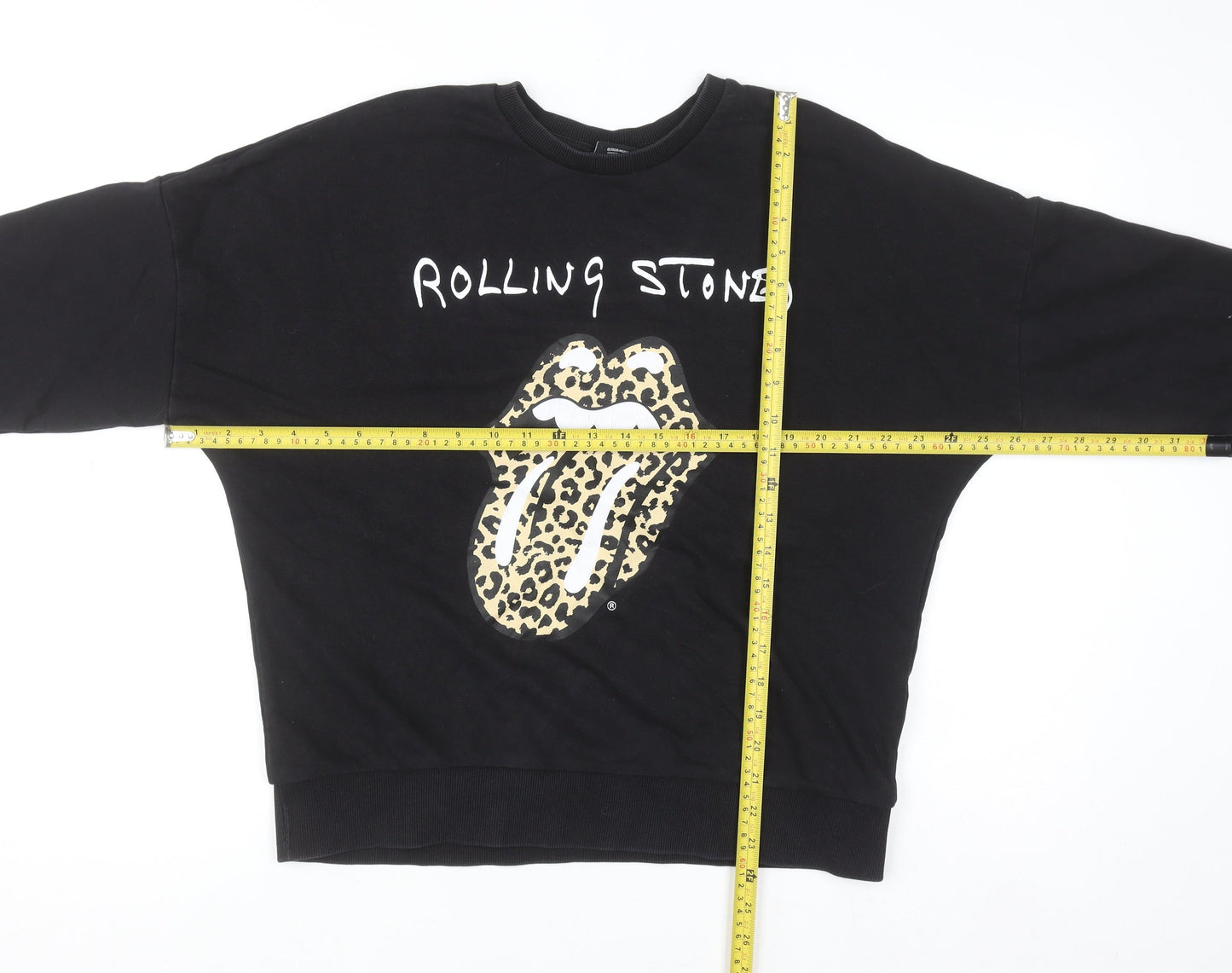 Womens UK Size 12 The Rolling Stones Black Pullover Sweatshirt