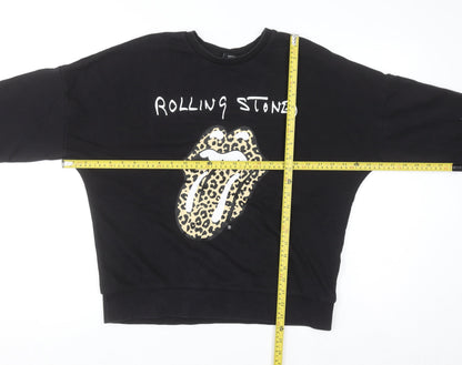 Womens UK Size 12 The Rolling Stones Black Pullover Sweatshirt