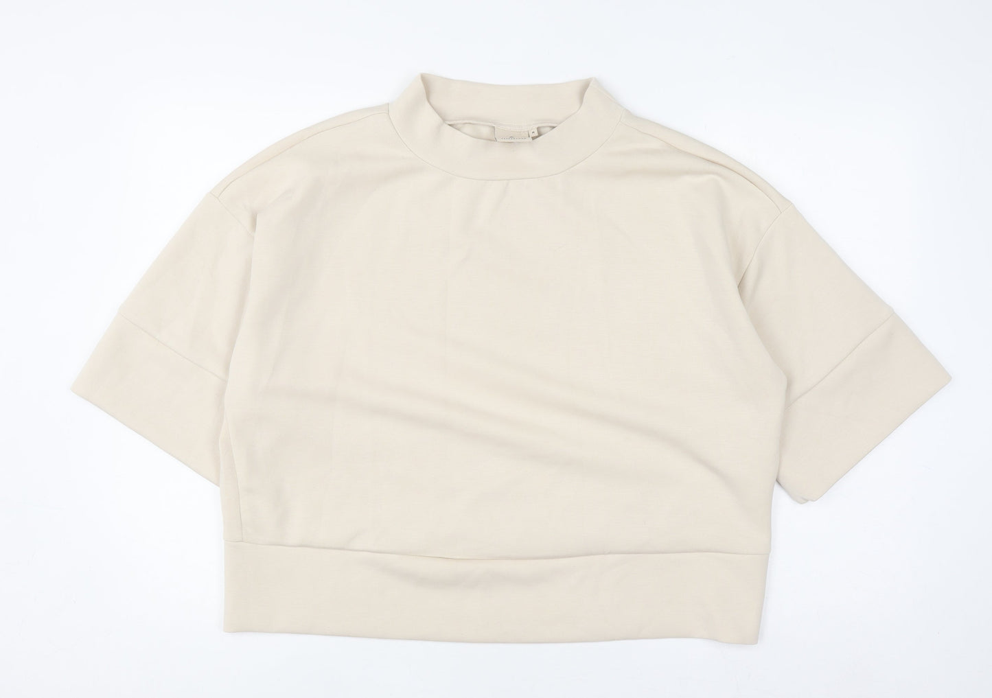 Womens UK Size M Peppercorn Beige Basic T-Shirt