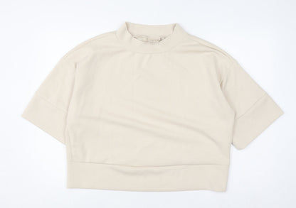 Womens UK Size M Peppercorn Beige Basic T-Shirt