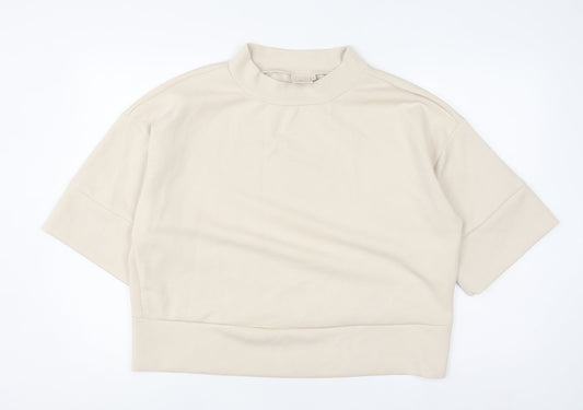 Womens UK Size M Peppercorn Beige Basic T-Shirt