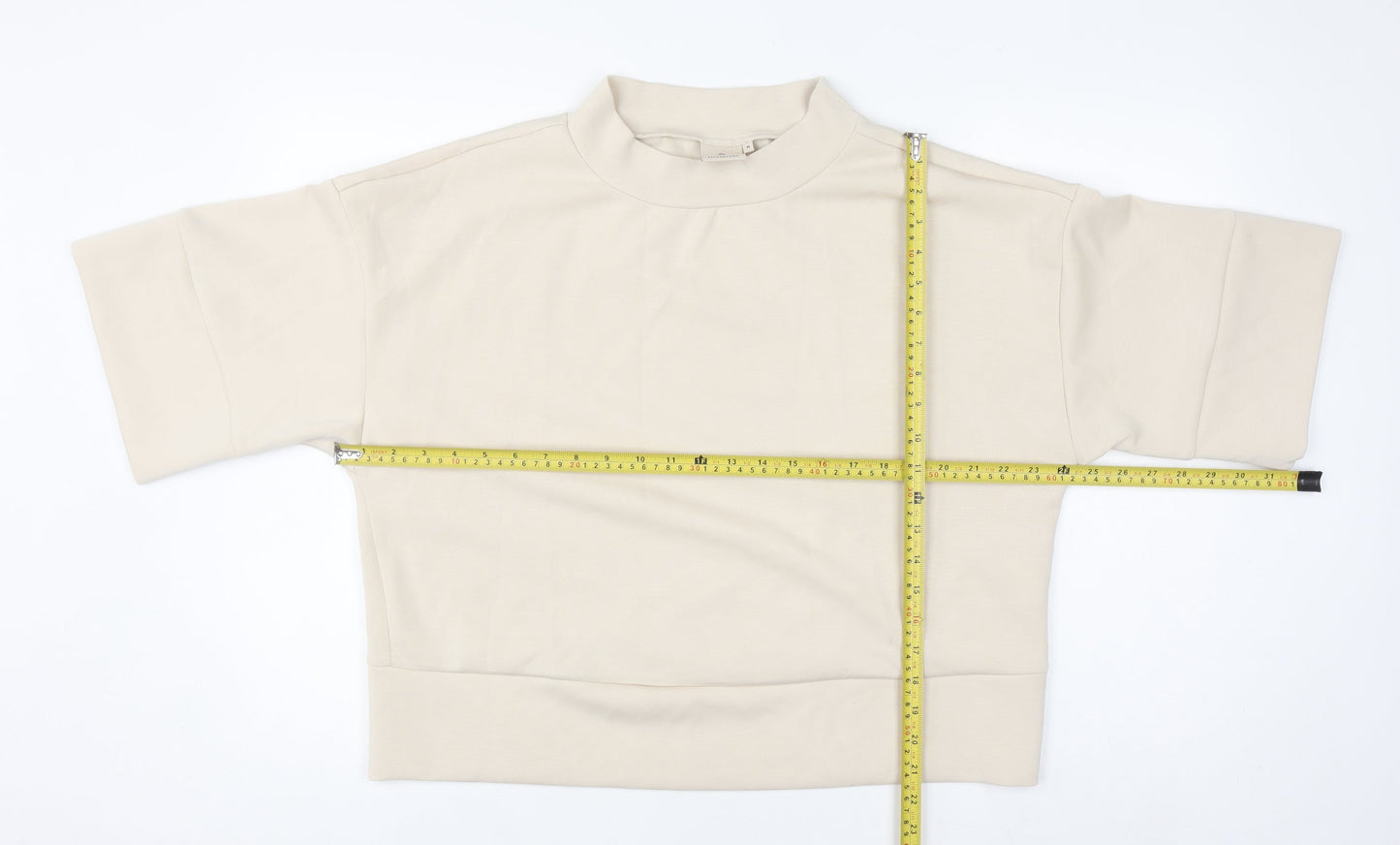 Womens UK Size M Peppercorn Beige Basic T-Shirt