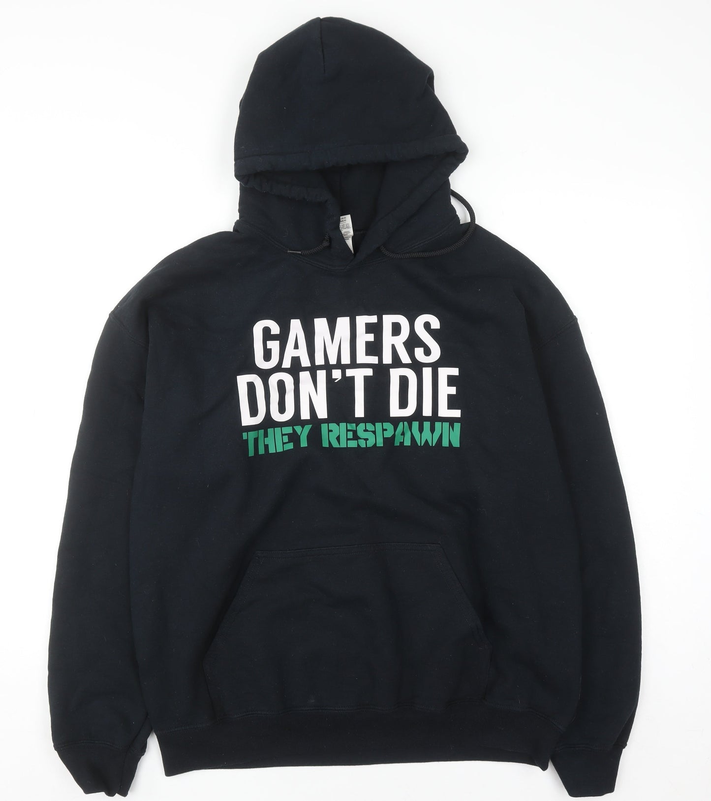 Mens UK Size L Gildan Black Pullover Hoodie