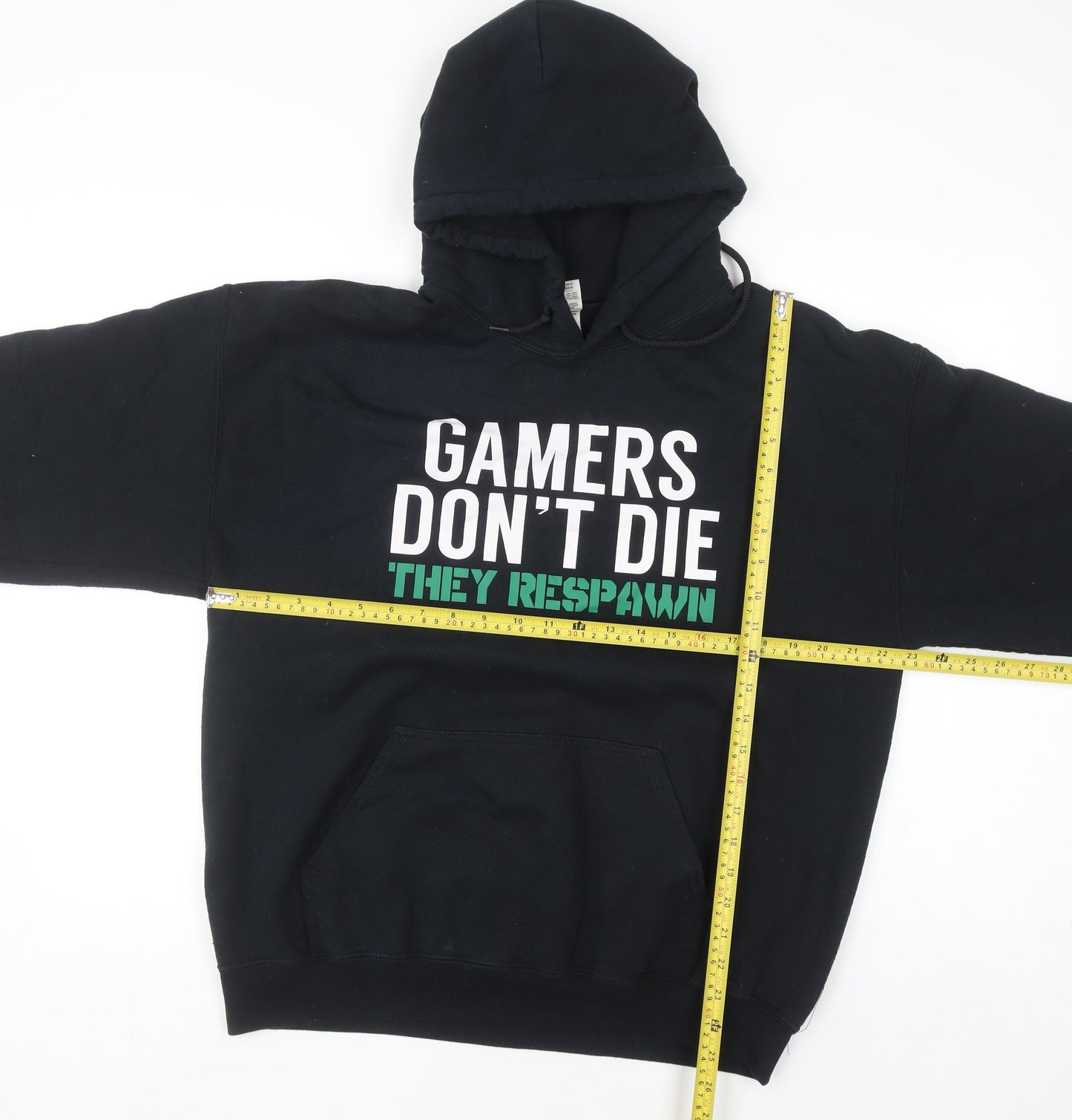 Mens UK Size L Gildan Black Pullover Hoodie