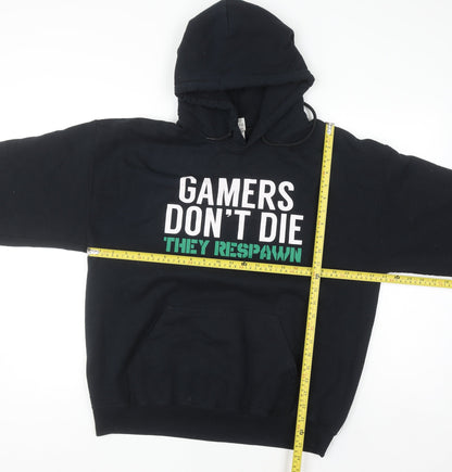Mens UK Size L Gildan Black Pullover Hoodie