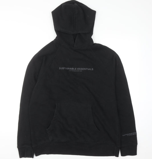 Mens UK Size S EKO Sustainable Essentials Black Pullover Hoodie
