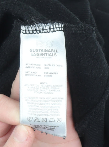 Mens UK Size S EKO Sustainable Essentials Black Pullover Hoodie