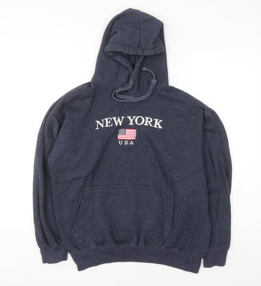 Womens UK Size M NYC Screen Printing Inc Blue Pullover Hoodie