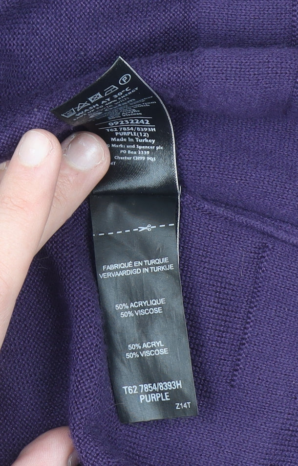 Marks and Spencer Per Una Women Purple Size 12 Long Cardigan