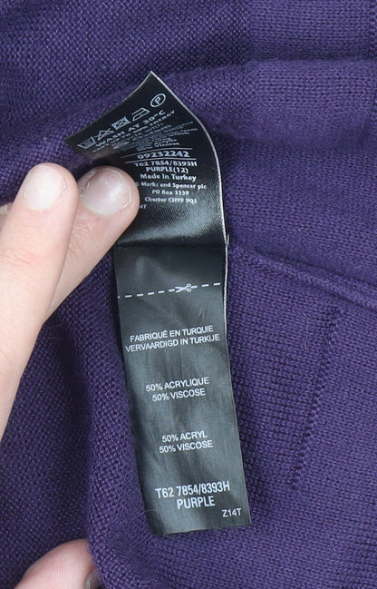 Marks and Spencer Per Una Women Purple Size 12 Long Cardigan