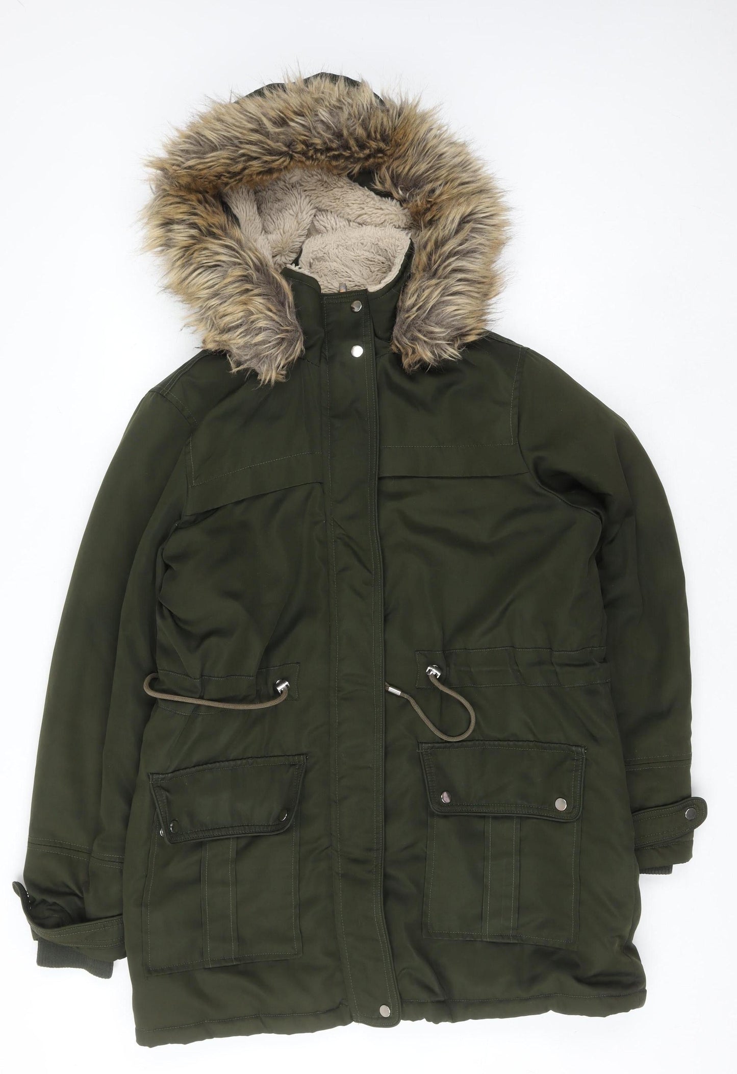 Womens UK Size 12 New Look Green Parka Coat