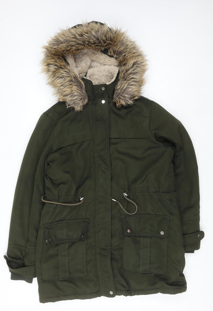 Womens UK Size 12 New Look Green Parka Coat