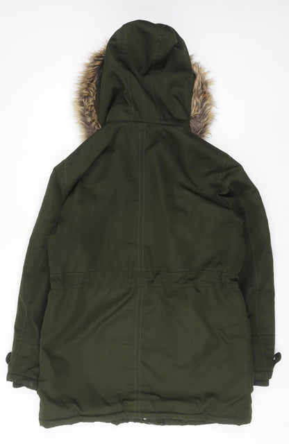 Womens UK Size 12 New Look Green Parka Coat