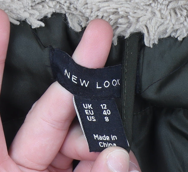 Womens UK Size 12 New Look Green Parka Coat