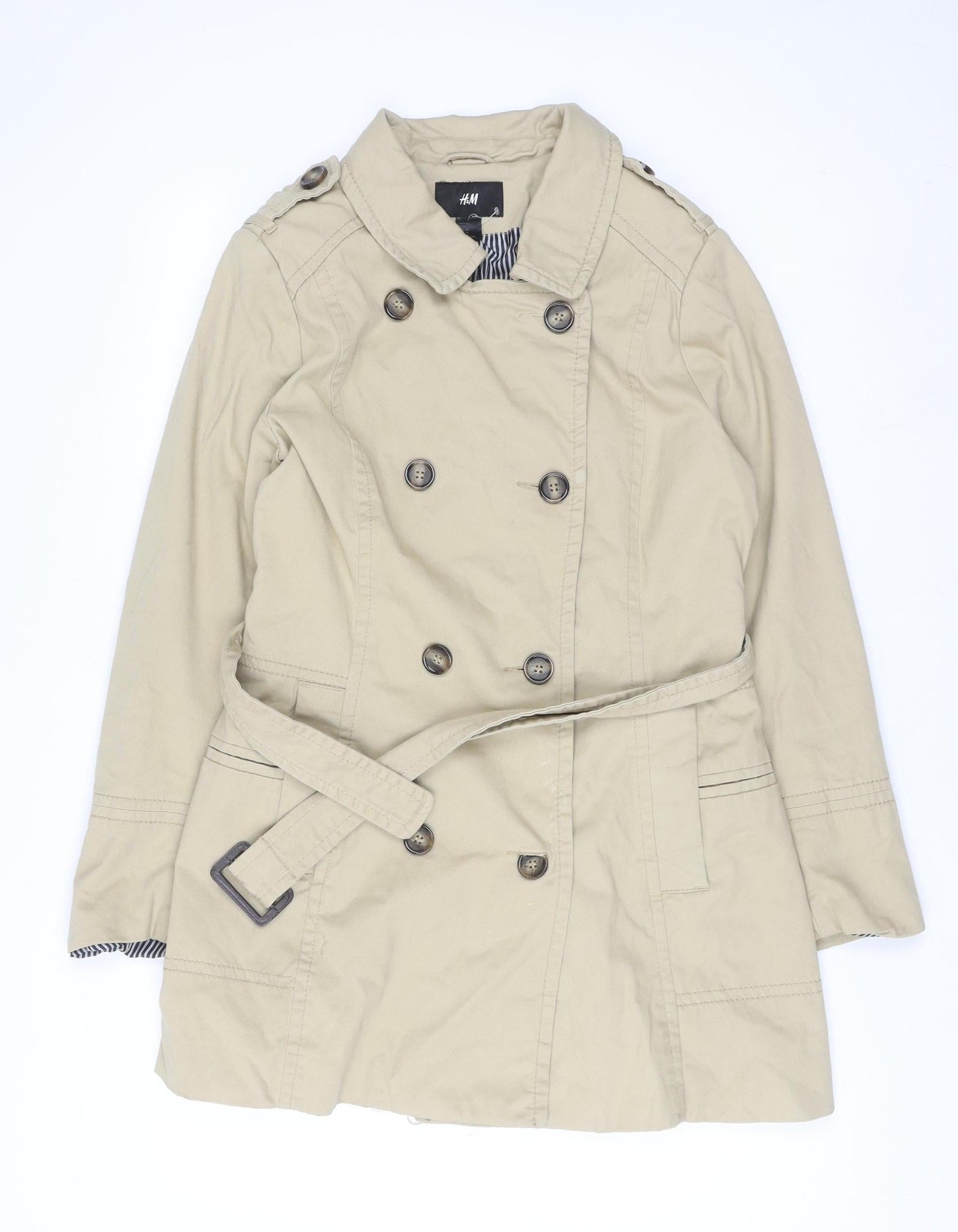 Womens UK Size 16 H&M Beige Trench Coat