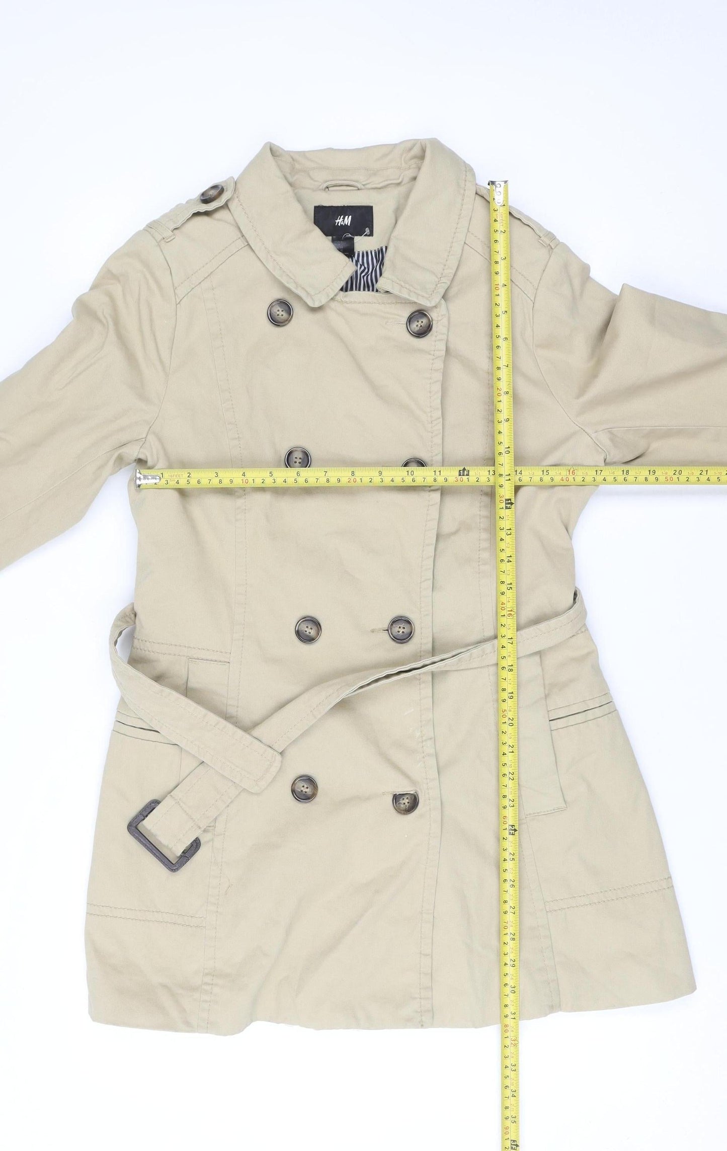 Womens UK Size 16 H&M Beige Trench Coat