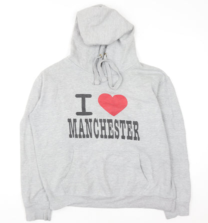 Womens UK Size L Manchester Souvenirs Grey Pullover Hoodie