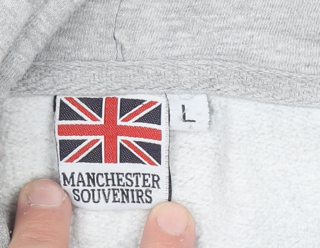 Womens UK Size L Manchester Souvenirs Grey Pullover Hoodie