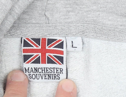 Womens UK Size L Manchester Souvenirs Grey Pullover Hoodie