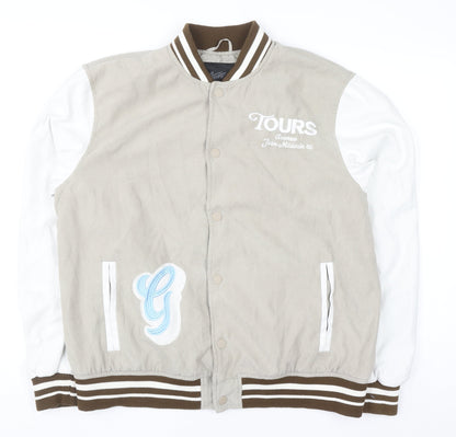 Mens UK Size XL Pull&Bear Beige Varsity Jacket