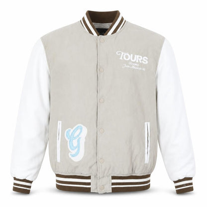 Mens UK Size XL Pull&Bear Beige Varsity Jacket