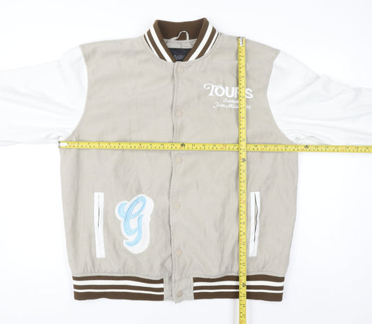Mens UK Size XL Pull&Bear Beige Varsity Jacket